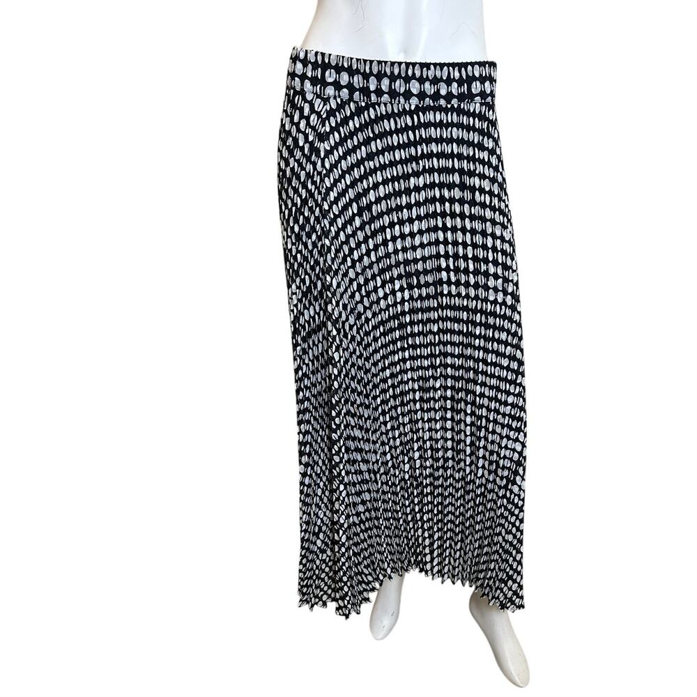 ba&sh Bessie Skirt Medium Black White Pleated Midi Polka Dot Elastic Waist NWOT - Picture 2 of 10